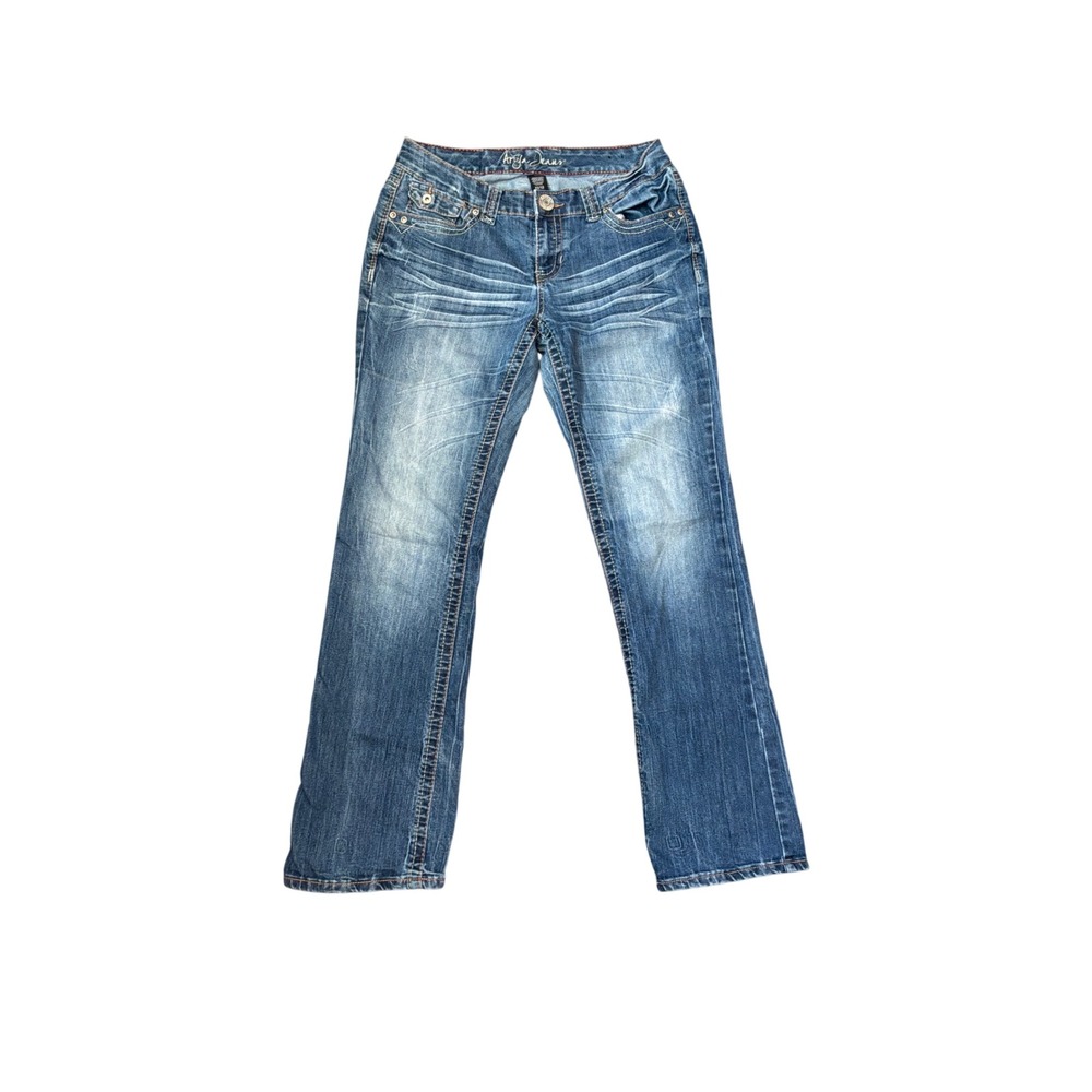 Ariya Jeans Womens 11/12 Medium Wash Embroidered Sequin Bootcut Denim Y2K